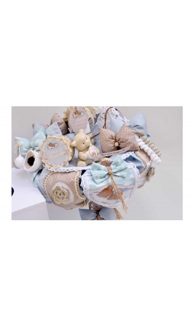 Lumanare de botez cu ursuleti si baloane personalizata prin coasere Air Balloons Teddy Bears 9